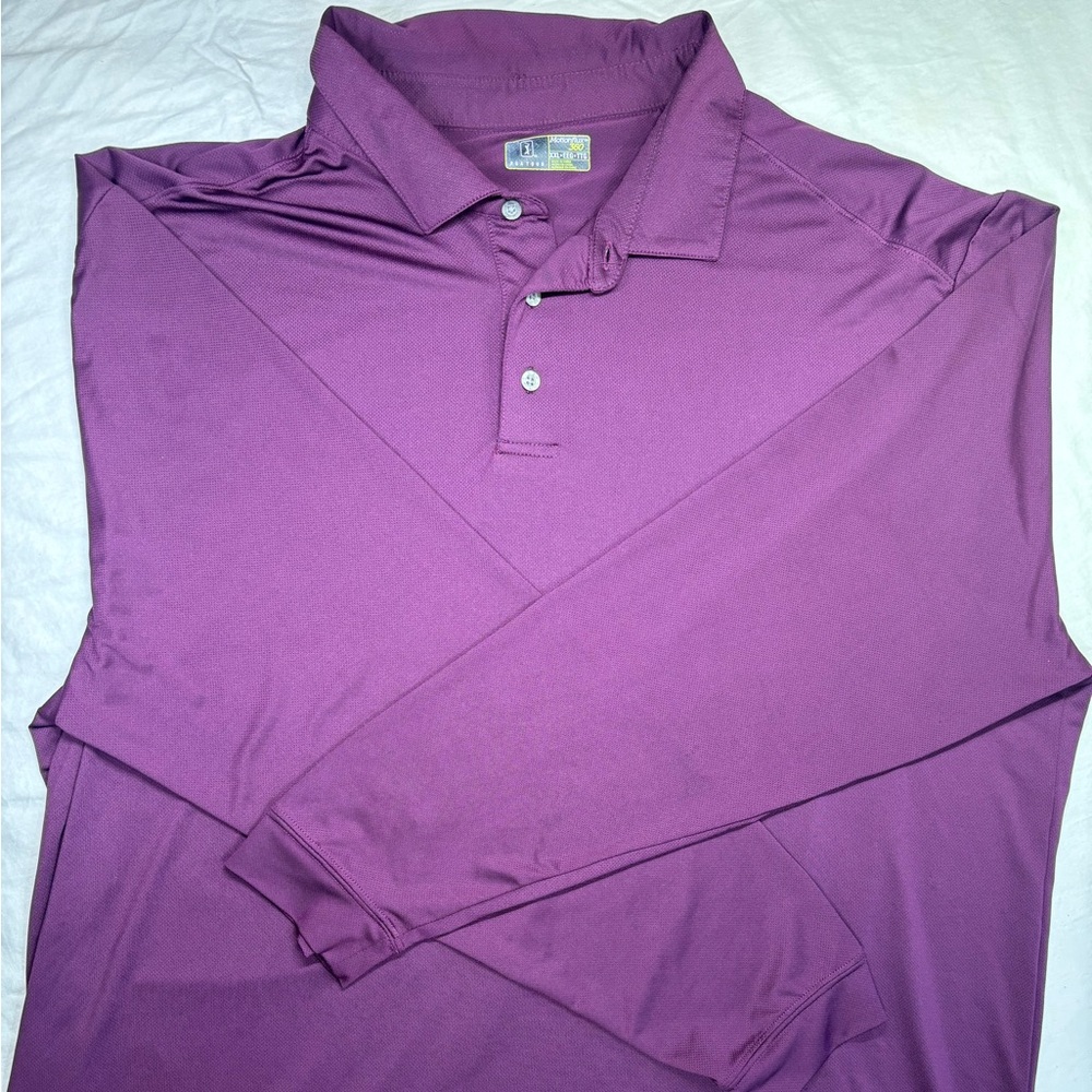 PGA Tour Men's Purple Long Sleeve Polo Shirt